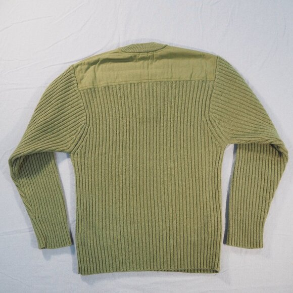 Orton Sweater Mens Large Green Lambswool Fisherman Pullover Thick Heavy - Picture 2 of 8
